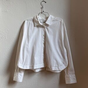 GAP White Boxy Cropped Button-Up Shirt with Back Detail